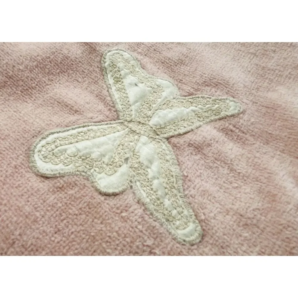Vintage Avanti Pink Towel Set 4 Butterfly Satin Cream Ivory USA Body Bath Hand